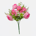 RAMO 5 FLORES SEMI ABIERTA+MINI FLOR C/FOLLAJE PLAST COL SURT XM-3206