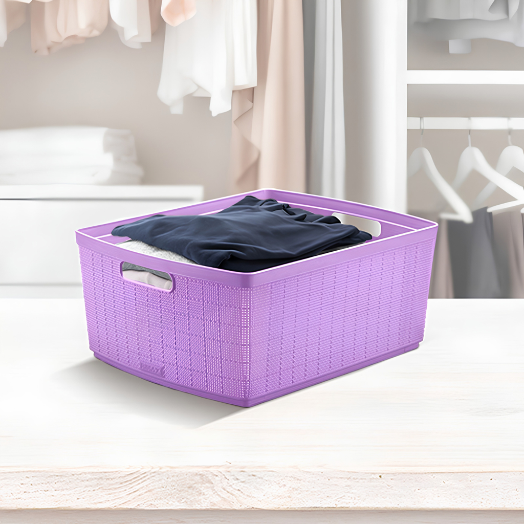 CANASTA PLAS 30 LT FIQUE RECT 47x37x20 CM C/AGARRADERA LAVANDER RIMAX 12544-XP