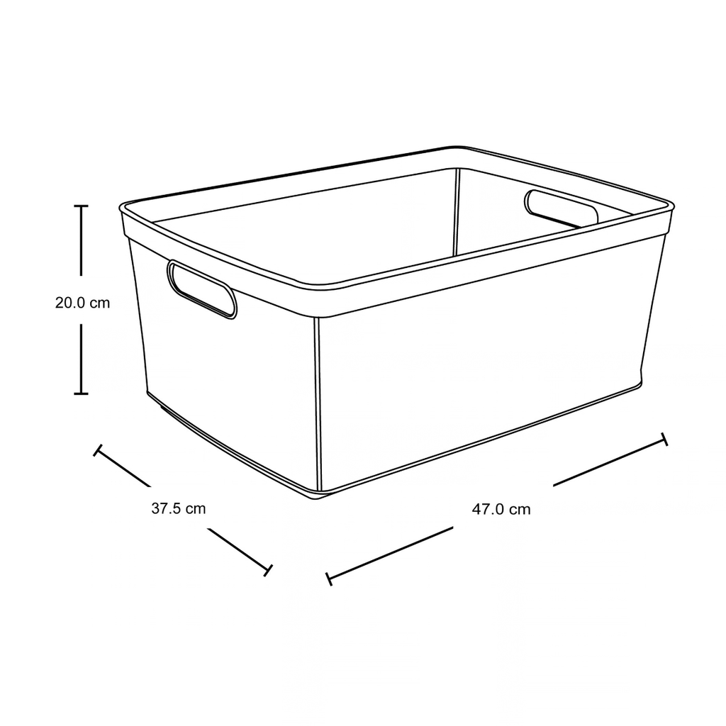 CANASTA PLAS 30 LT FIQUE RECT 47x37x20 CM C/AGARRADERA GRIS HIELO RIMAX 12541-XP