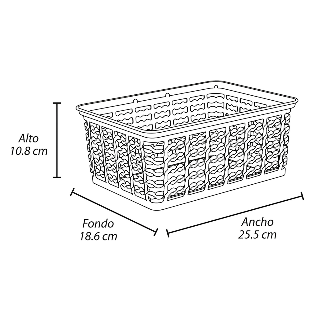 CANASTA PLAS 4 LT RECT M 25.5x18.6x10.8 CM BL CALADA RIMAX 9411-XP