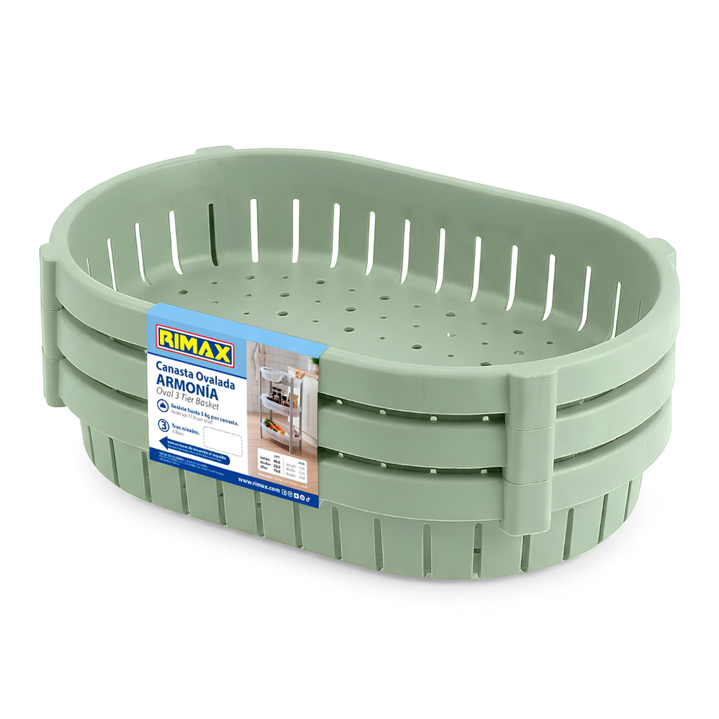 CANASTA PLAS 3 NIVELES OVAL ARMONIA VD SALVIA RIMAX 14751-XP