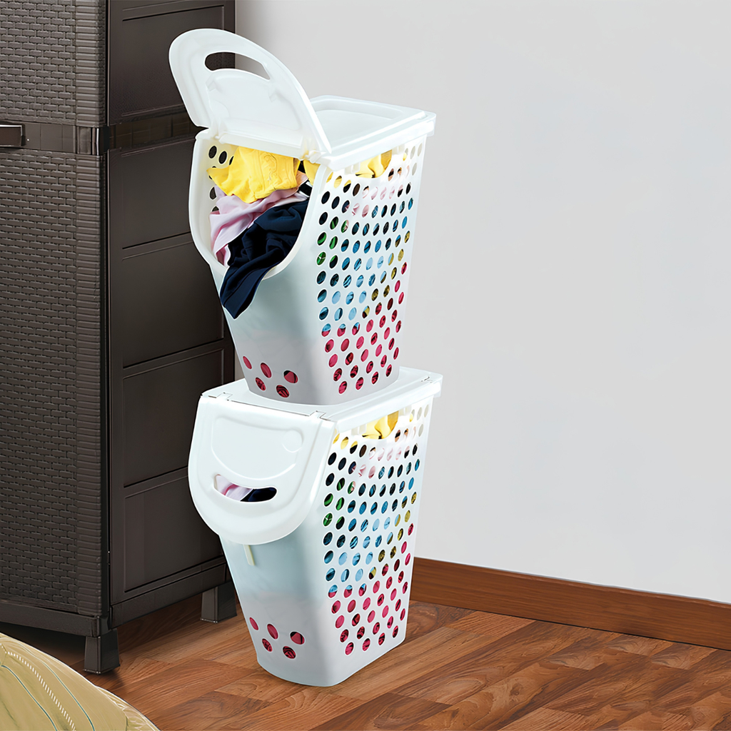 CESTA P/ROPA PLAS PLUS 51 LT 48x32x57.3 CM BL RIMAX 7196-XP