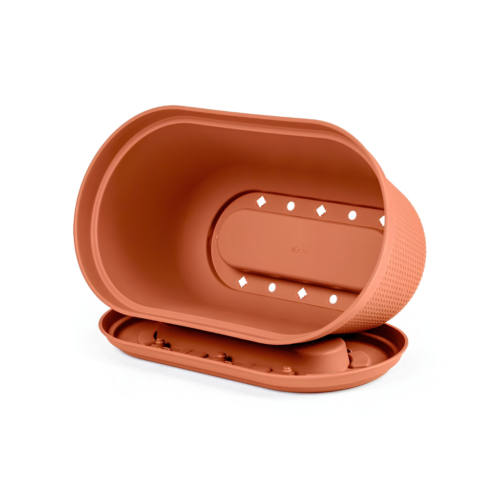 MACETA/MATERA PLAS OVAL RAFIA 40 CM C/BASE TERRACOTA RIMAX 12997-XP