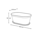 MACETA/MATERA PLAS OVAL RAFIA 40 CM C/BASE GRIS HIELO RIMAX 12987-XP