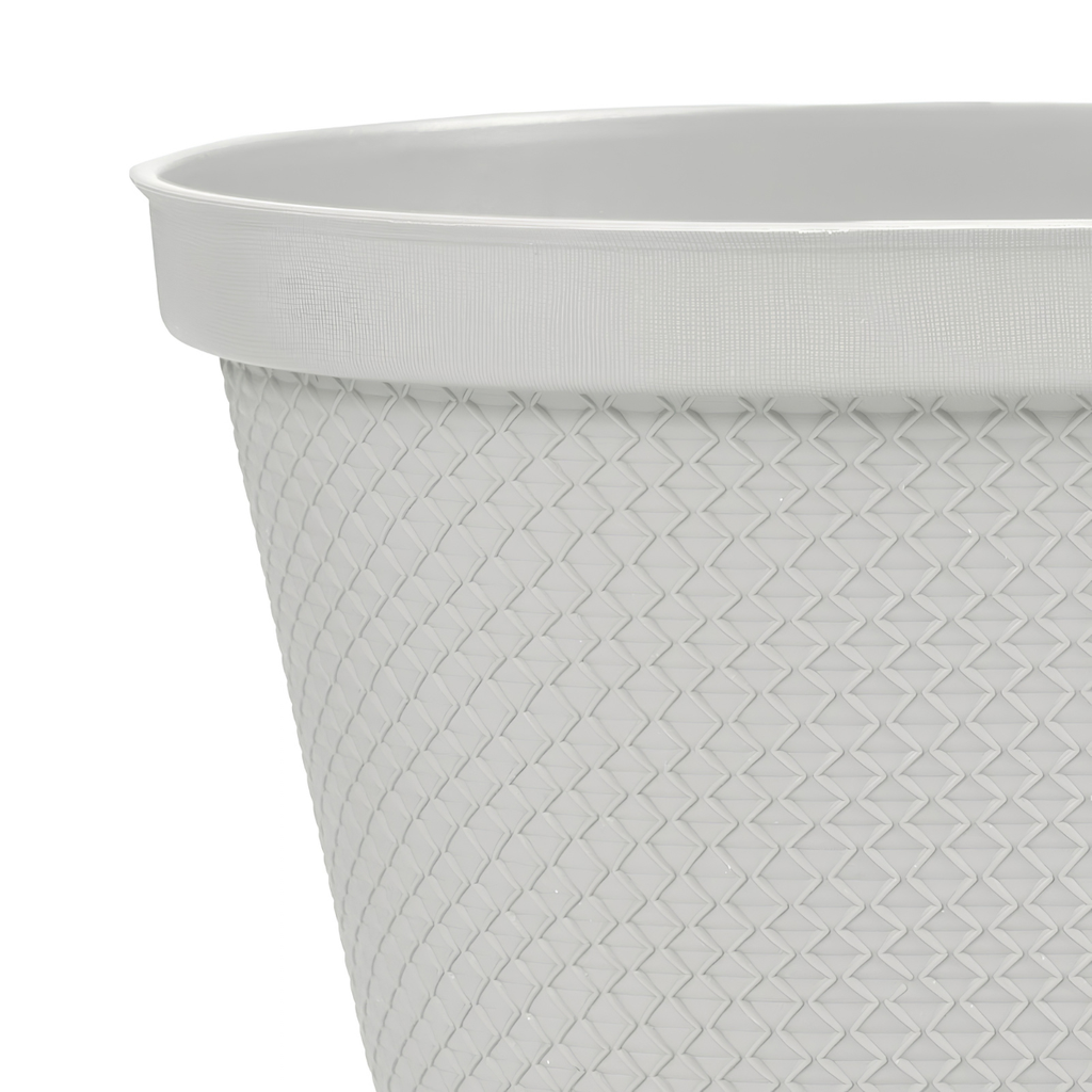 MACETA/MATERA PLAS OVAL RAFIA 40 CM C/BASE GRIS HIELO RIMAX 12987-XP