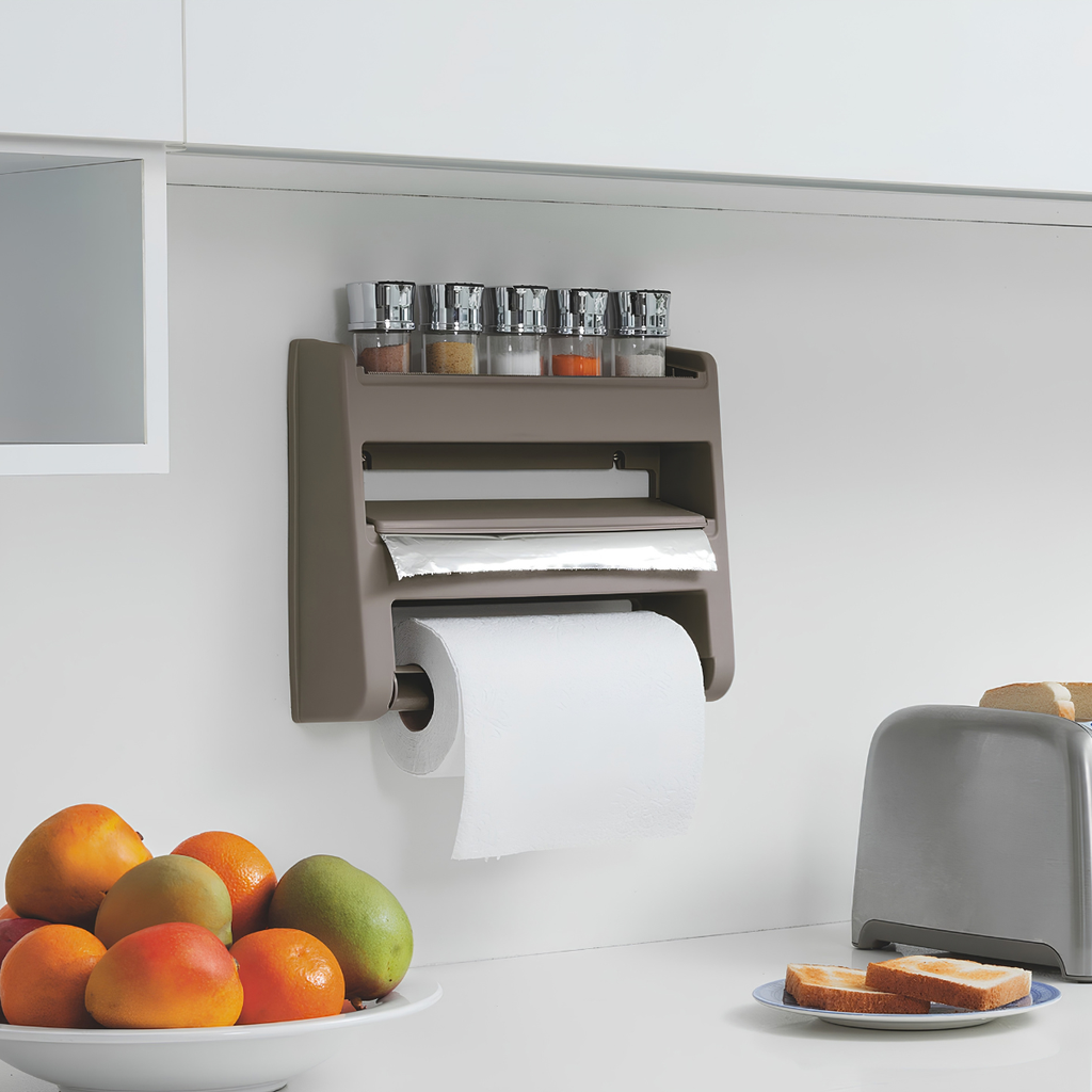 PORTA PAPEL TOALLA TRIPLE PLAS 28.3x9x36.2 CM MOCCA RIMAX 10780-XP