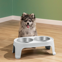 COMEDOR PLAS ELEVADO P/MASCOTA "S" 2 DEP GRIS HIELO C/GRIS MET RIMAX 13823-XP