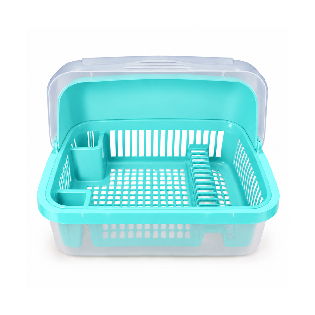 ESCURRIDOR PLATOS PLAS C/T TRANS 56X43 CM AQUA MEGA