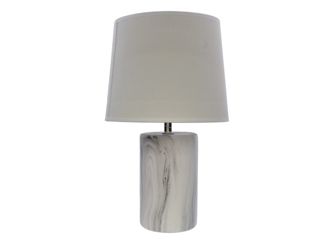 LAMPARA MESA 34.5 CM CERA/TELA BL/GR/CREMA DECORE 604-03698