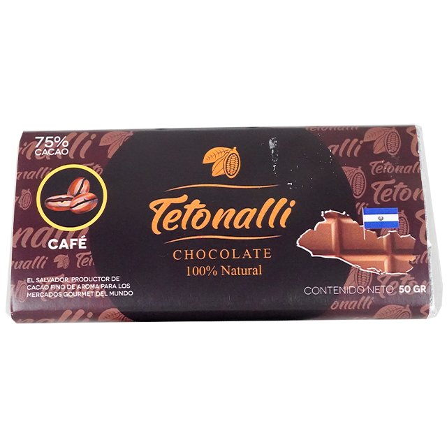 CHOCOLATE BARRA CAFE 75% 50 GR TETONALLI
