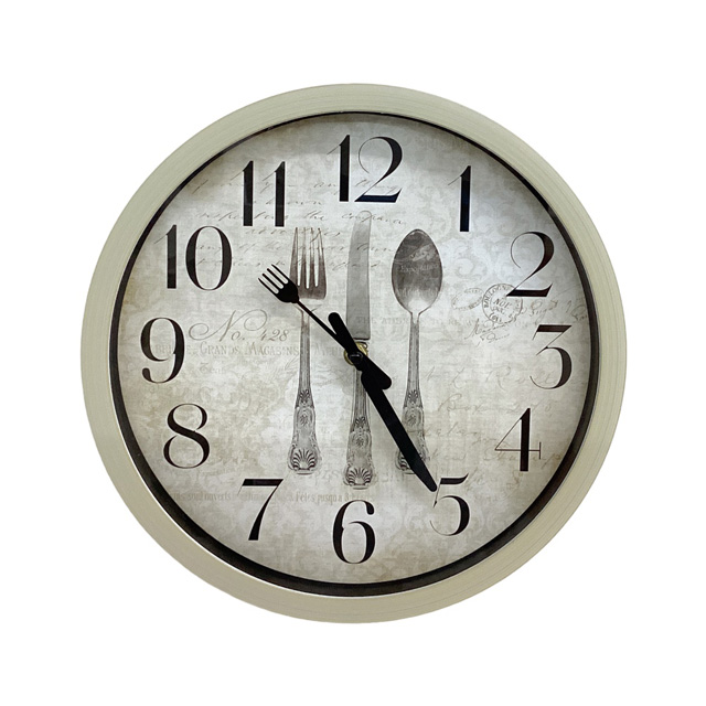 RELOJ PARED 30 CM RED CREMA/NG DECO CUBIERTOS 602-36763