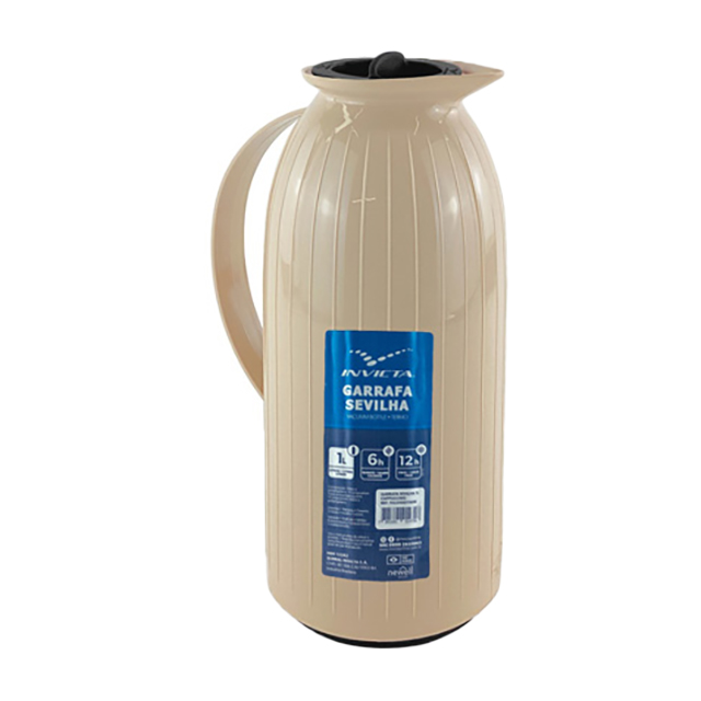 TERMO VID/PLAS 1 LT C/OREJ CREMA INVICTA 707-102200011606