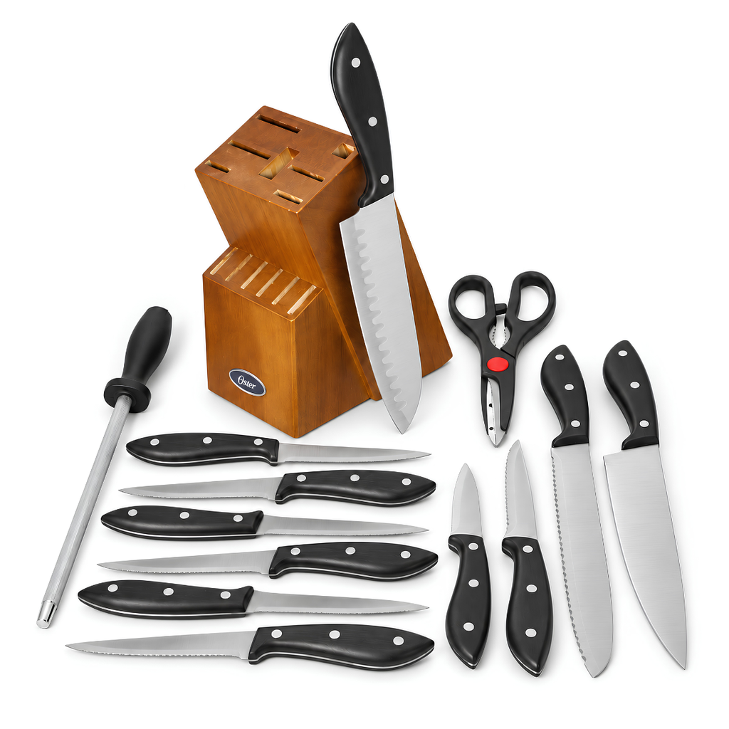 SET 14 PZ CUCHILLOS/TIJERA/CHAIRA BASE MAD OSTER 60722-14