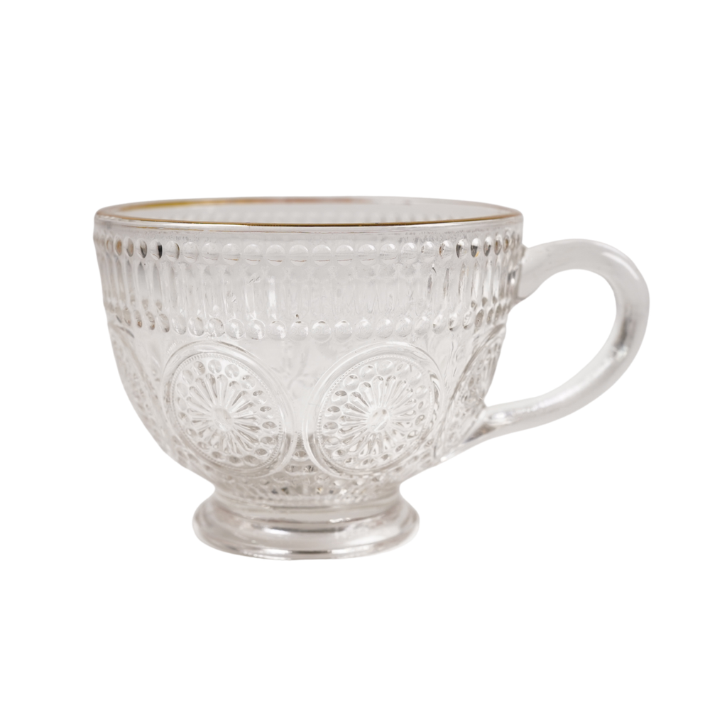 TAZA VID 7 OZ TRANS COL SURT DECO REL GIGI S/COD