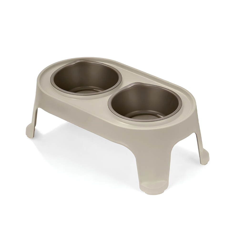 COMEDOR PLAS ELEVADO P/MASCOTA "S" 2 DEP TAUPE C/MOCCA RIMAX 13824-XP