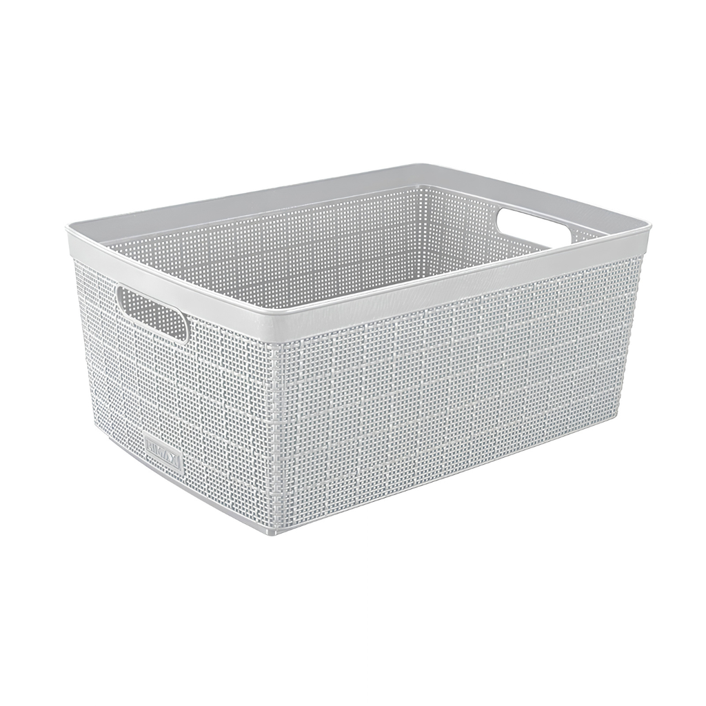 CANASTA PLAS 30 LT FIQUE RECT 47x37x20 CM C/AGARRADERA GRIS HIELO RIMAX 12541-XP