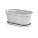 MACETA/MATERA PLAS OVAL RAFIA 40 CM C/BASE GRIS HIELO RIMAX 12987-XP