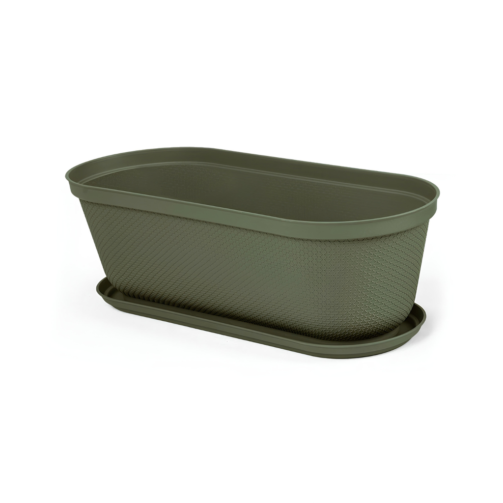 MACETA/MATERA PLAS OVAL RAFIA 60 CM C/BASE VD MUSGO RIMAX 12993-XP