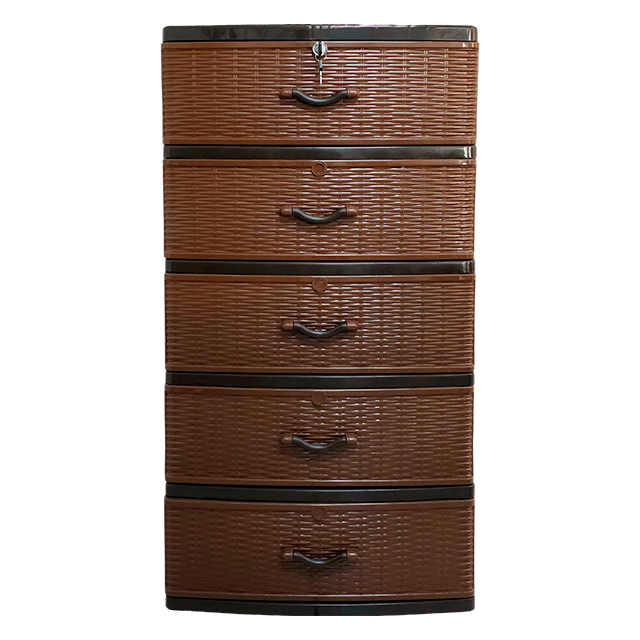GAVETERO PLAS 5 NIV CLASICO C/LLAVIN CHOCOLATE KAWAKI