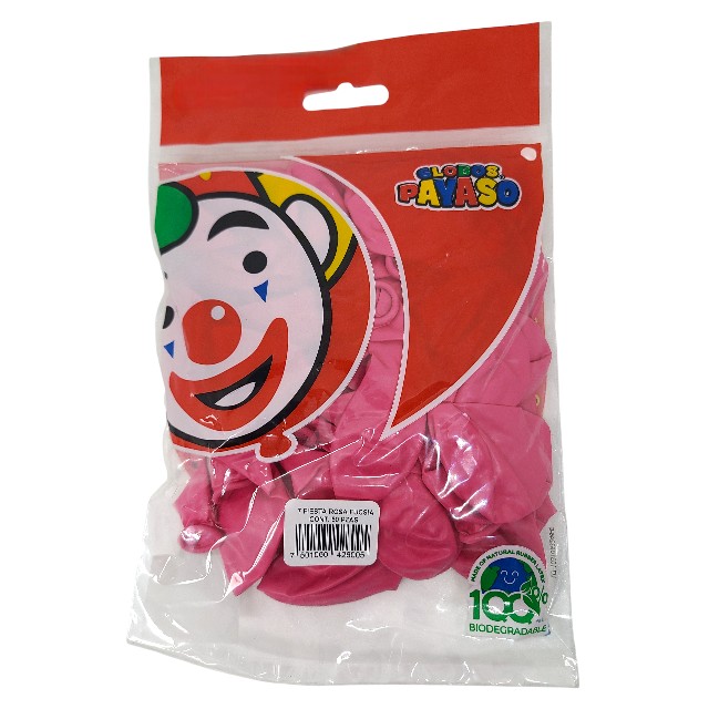 GLOBO 7 ROS FUC LISO BIODEG 50 PZ PAYASO