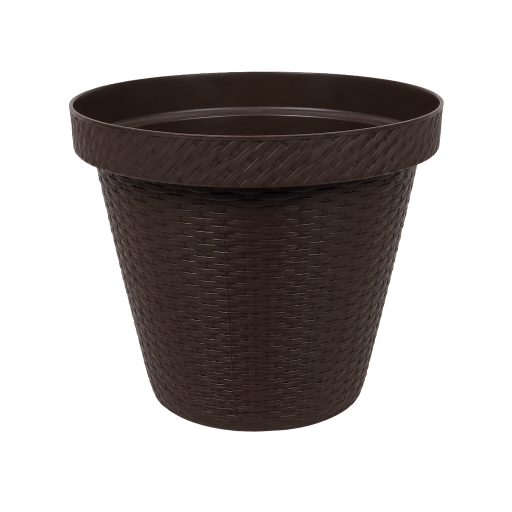 MACETA PLAS 1 RATAN CAFE COCOA C/BASE MEGA 1477