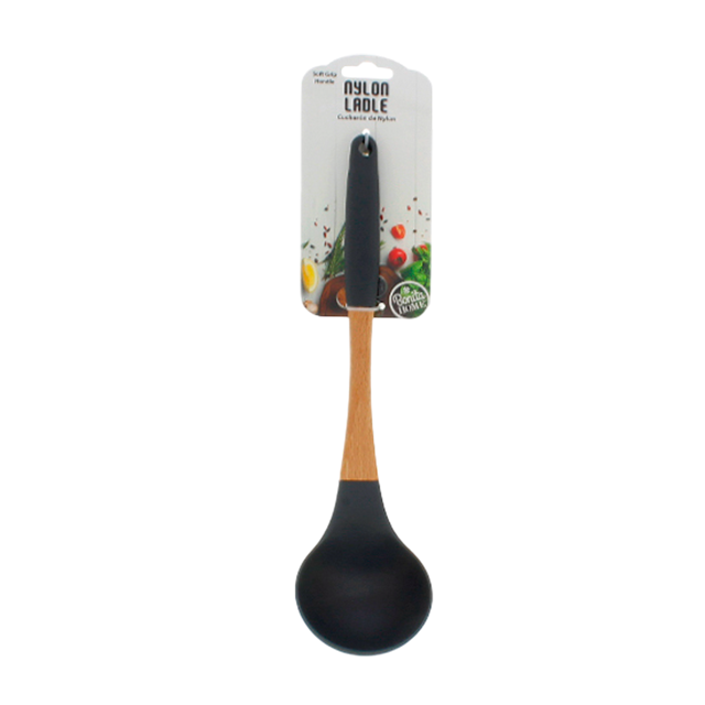 CUCHARON NYLON 13" LISO GRIS/CREMA BONITA YJJ-75499-72
