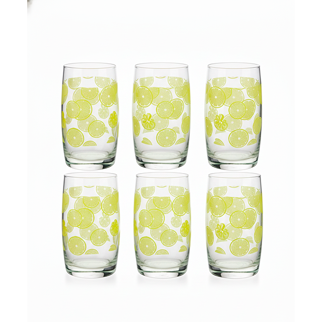SET 6 VASOS VID 12 OZ D/NARANJA TRANS/VD HARTIN 751-10700068B
