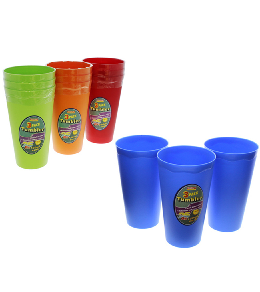 SET 3 VASOS PLAS 25" LISO ANAR/RJ/VD/AZ RATAN 723-16473