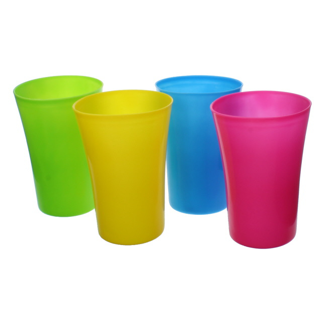 SET 4 VASOS PLAS 12" LISO AZ/VD/AMA/ FUCS MAYS 723-89568
