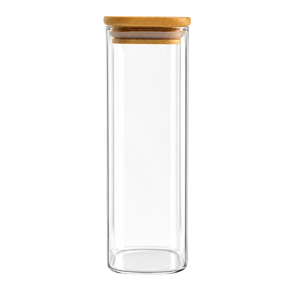 DEPOSITO VID 600 ML CUAD TAPA PRES MAD CAJ GIGI
