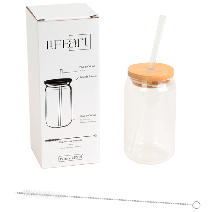 VASO VID C/CARRIZO 12OZ/350ML LIFE ART MAYS 751-01062