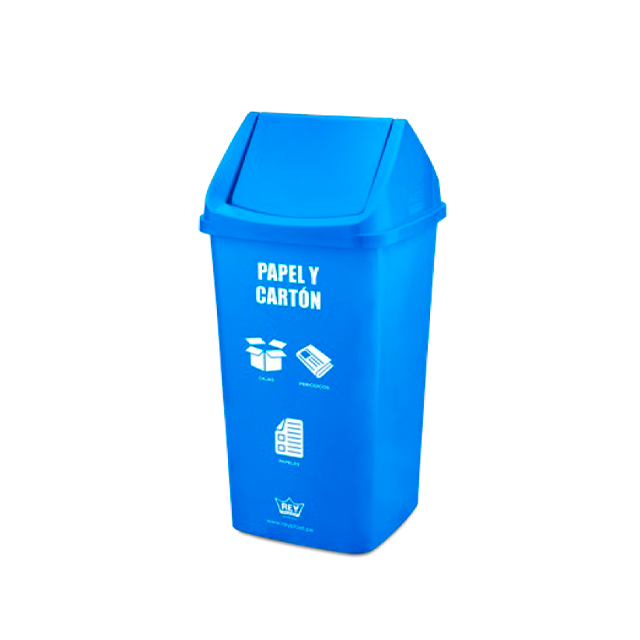 CONTENEDOR URBANO/BASURERO PLAS #80 75 LT C/T VAIVEN PAP/CART AZ REYPLAST TCX037797