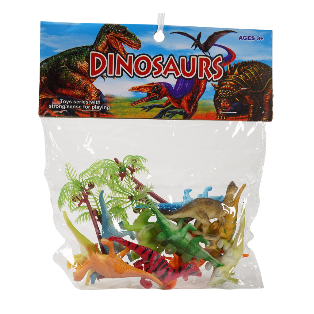 SET 12 DINOSAURIOS PLAS 2"+2 ARBOLES BOL CASAMAS 1313