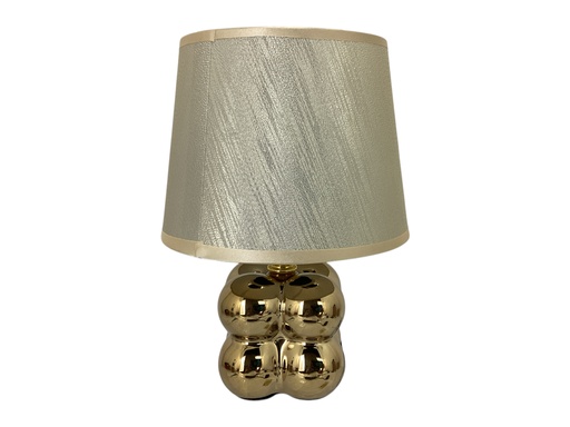 [15014374] LAMPARA MESA 26 CM CERA/TELA DORADO BASE 4 ESFERAS DECORE 604-03281