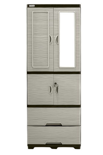 [15015530] ARMARIO PLAS AURA CLOSET 165x60x40 CM 4 PTAS/2 GAV 1 ESPEJO BEIGE/CF C/12 GAN SANCHIA