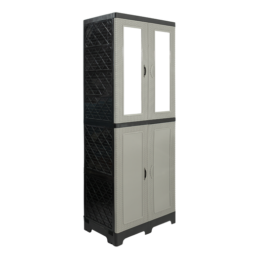 [15015532] ARMARIO PLAS AURA 160x60x40 CM 4 PTAS 2 ESPEJO BEIGE/CF C/12 GAN SANCHIA