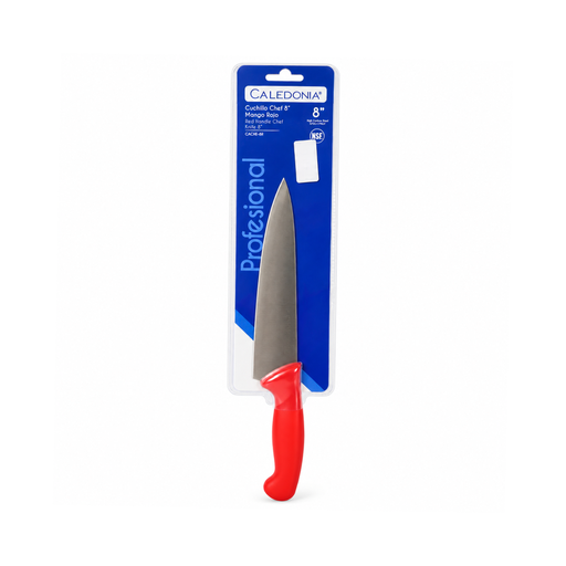 [15015569] CUCHILLO CHEF 8" MANGO ERGONOMICO ROJO CALEDONIA CACHE-8R