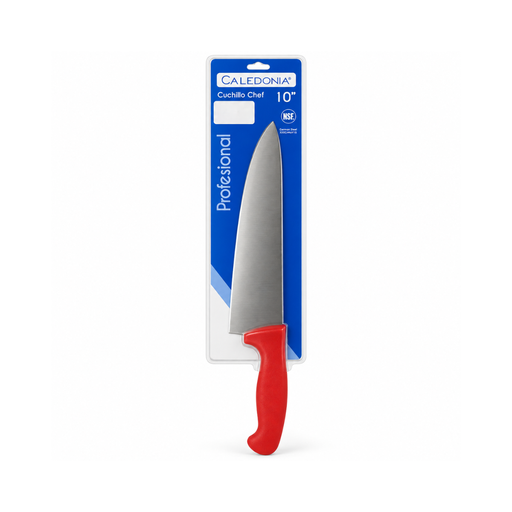 [15015573] CUCHILLO CHEF 10" MANGO ERGONOMICO ROJO CALEDONIA CACHE-10R