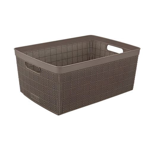 [15017018] CANASTA PLAS 30 LT FIQUE RECT 47x37x20 CM C/AGARRADERA MOCCA RIMAX 12542-XP