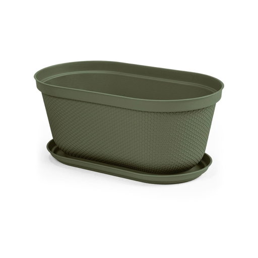 [15017026] MACETA/MATERA PLAS OVAL RAFIA 40 CM C/BASE VD MUSGO RIMAX 12992-XP
