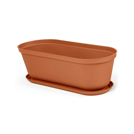 [15017037] MACETA/MATERA PLAS OVAL RAFIA 60 CM C/BASE TERRACOTA RIMAX 12998-XP