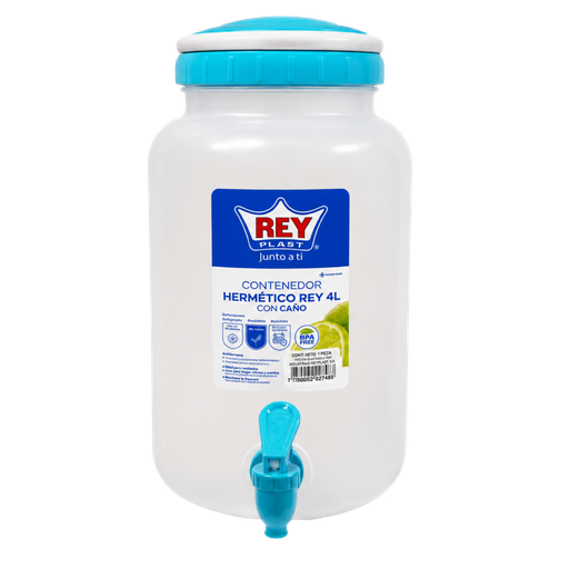 [15008696] CONTENEDOR PLAS HERMETICO REY 4 LT CBV007800 C/CAÑO PREMIUM REYPLAST