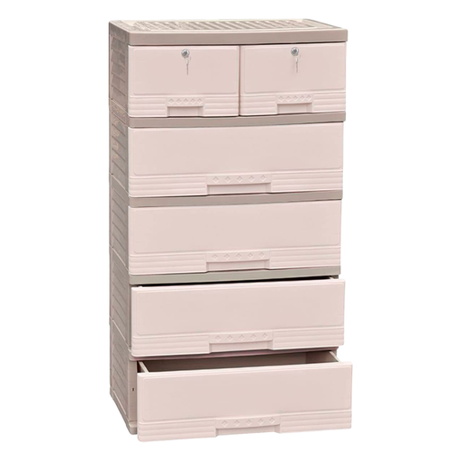 [27185] GAVETERO PLAS KING 6 GAV 2 PEQ C/LLAVE BEIGE MEGA 1820-G15