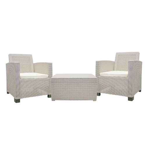 [26553] JUEGO SALA BEIGE 2 SILLONES C/MESA/COJIN BEIGE ALAMO SANCHIA 18522601