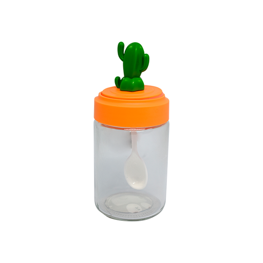 [15009874] TARRO VID P/CONDIMENTOS 240 ML C/CUCHARA TAPA CACTUS CAJ ML-5622