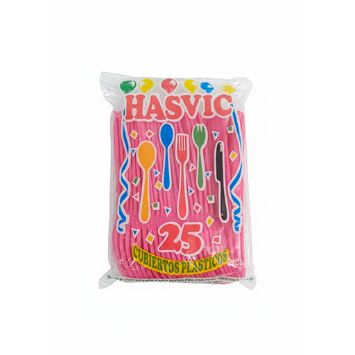 [15001362] TENEDOR ROSADO 2 HASVIC 25 UN / G&R PLASTICOS