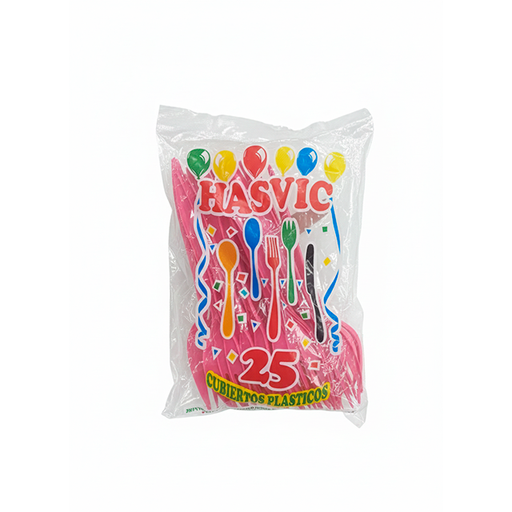 [1020083] TENEDOR ROSADO 4 HASVIC 25 UN / G&R PLASTICOS 