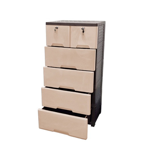 [15011532] GAVETERO QUEEN PLAS 5 NIV C/LLAVE BEIGE MEGA