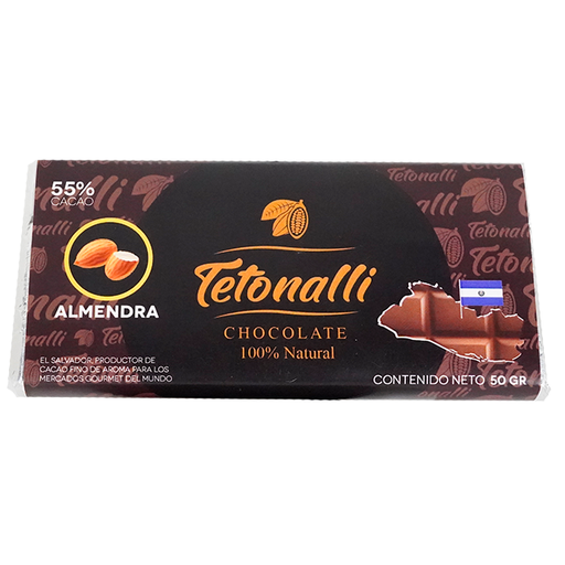 [15012215] CHOCOLATE BARRA ALMENDRA 55% CACAO 50 GR TETONALLI